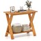Teak Wood Natural Console Table with Storage Shelf, Waterproof Surface and Sturdy Design